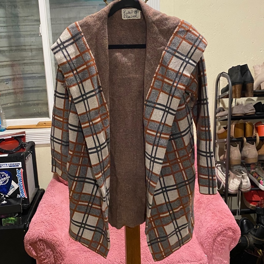 Field Flower Plaid Sweater Jacket
